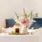 Small Artificial Flowers in Ceramic Vase 12.5" Centerpieces Coffee Table Decor, Silk Flower Arrangements for Home Decor Indoor Fake Flower Bouquet for Bathroom Dining Room Kitchen Wedding Pink